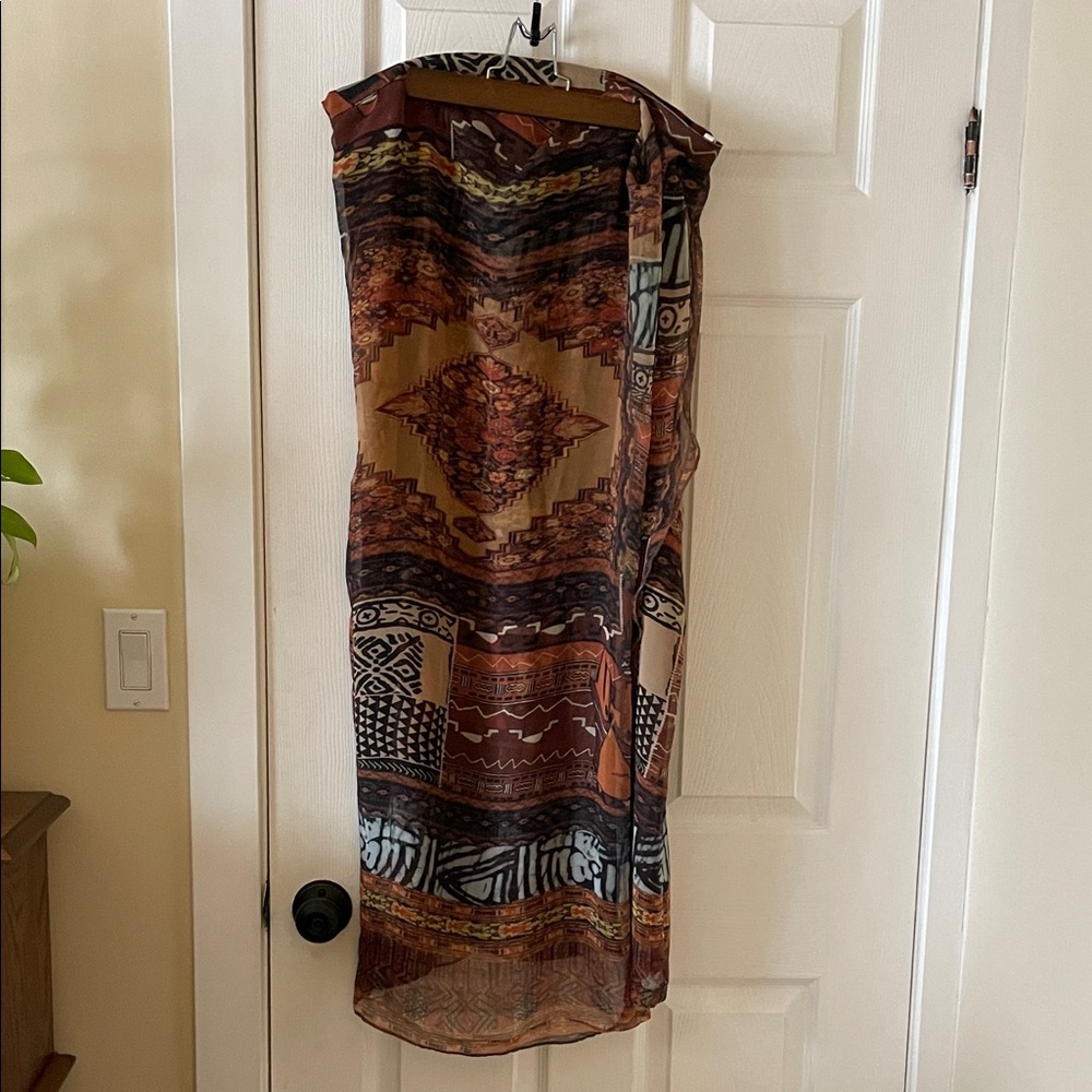 Bianca Nygard African Mexico tribal ethnic faux wrap chiffon skirt